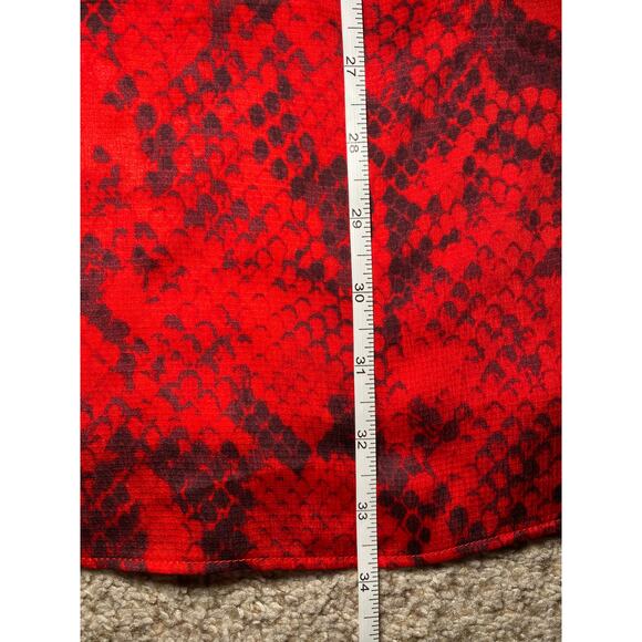 Ann Taylor - Red Snakeskin Ruffle Wrap Dress - XS - Picture 4 of 14